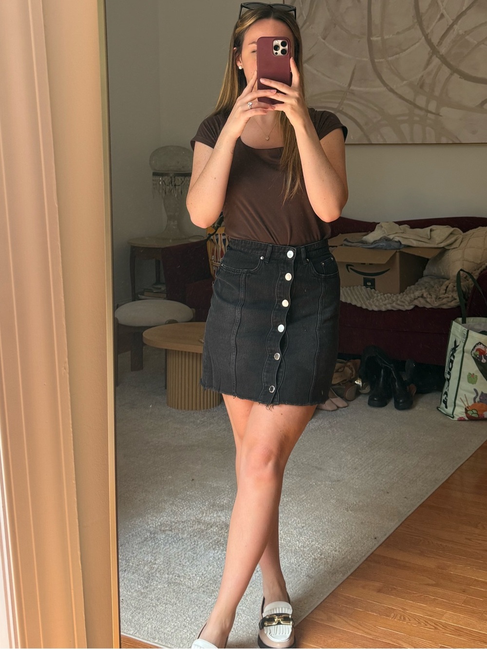 Black jeans skirt